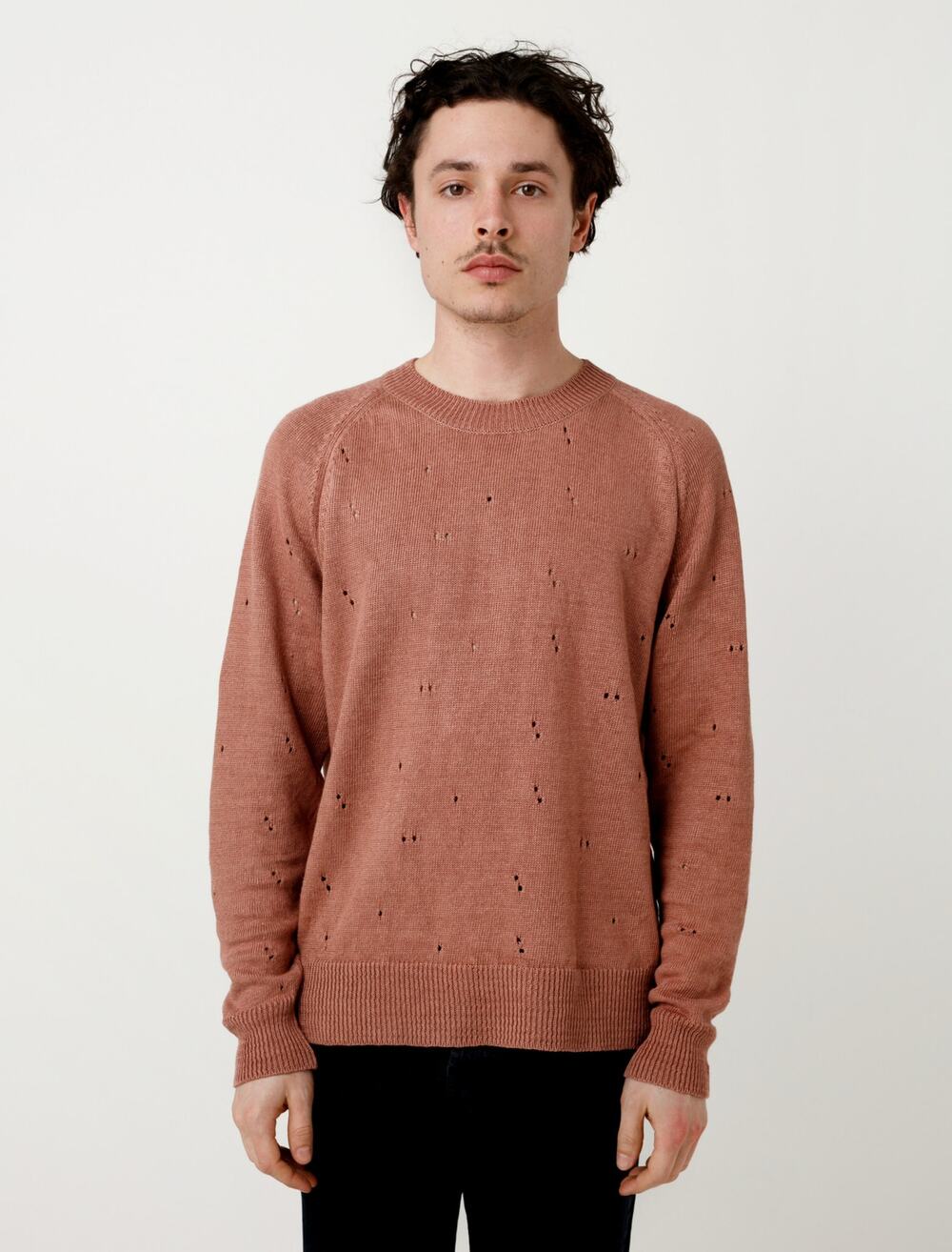 Our Legacy Sweater Roundneck Moth Raseberry Linen Crewneck Knit Tan Rust